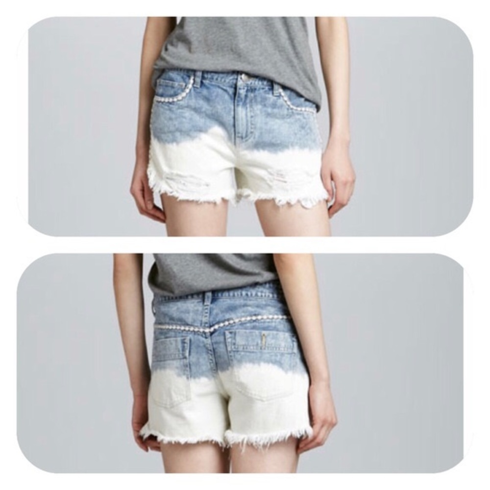 Free People Lowtide Embroidered cutoff denim short